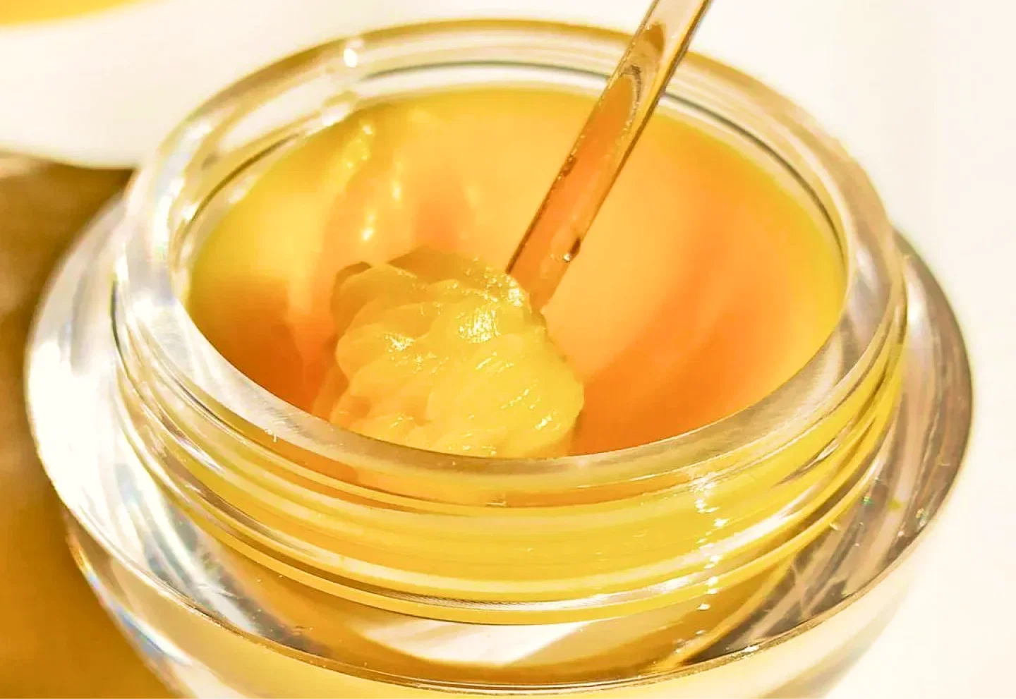 Close-up of the rich, silky lip balm texture