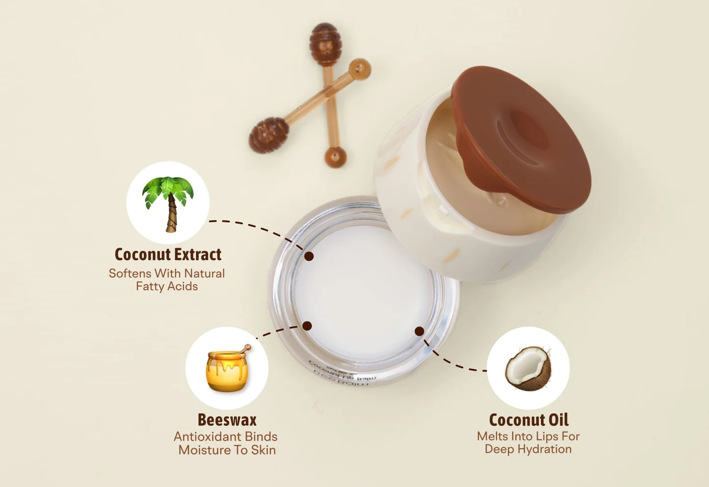Bee Honey Pot Lip Balm in Coconut — Coconut Extract, Beeswax and Coconut Oil